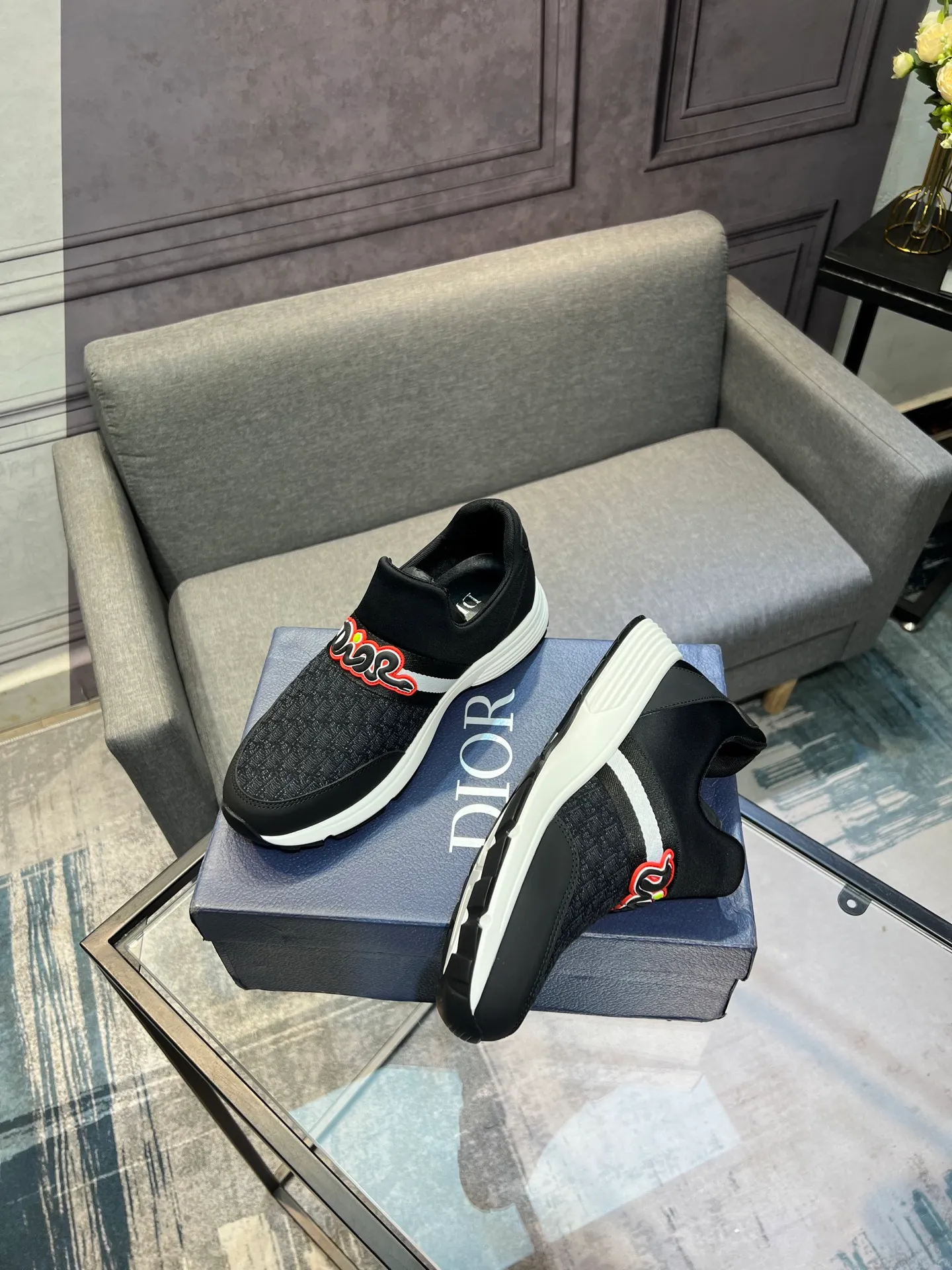 Men's shoes 💰420 [Dior] popular men's shoes, cowhide material splicing, mesh lining, original factory special sole, 38-45 (45 customized, non-refundable)